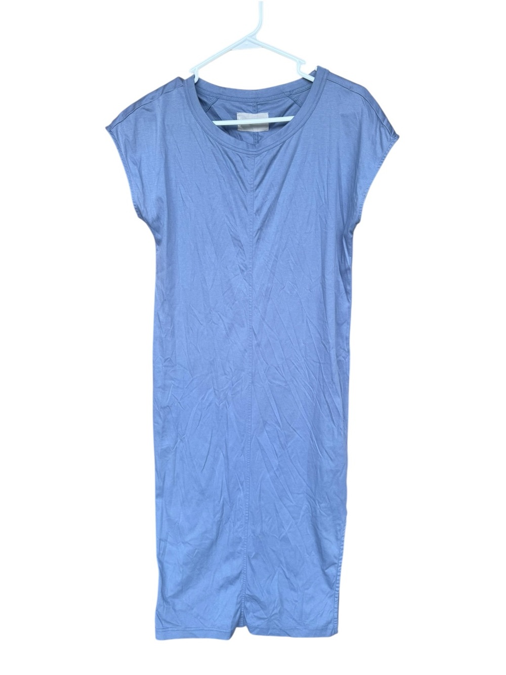 Everlane Women’s Small Blue 100% Cotton Midi T-Shirt Dress Side Slits Casual